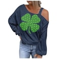 thumbnail image 2 of Hauts pour Femmes Mode Chandail en Molleton Imprimé pour la Saint-Patrick Épaules Dénudées Graphique à Manches Longues, 2 of 5