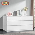 thumbnail image 2 of Tcbosik 6-Drawer Double Dresser, Modern Chest of Drawers, 55 inch Clothing Storage Organizer for Bedroom, Hallway, Living Room, White, 2 of 7