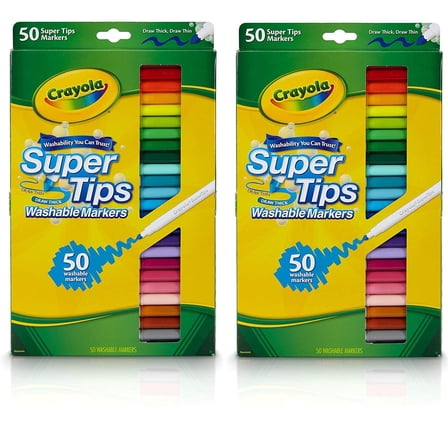 Crayola Super Tips Markers, Washable Markers, Gift, 50 Count-2 Pack