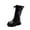 Black, variant on LYHaoo Lace Up Riding Boots Girls Mid Calf Combat Boots, PU Leather Side Zipper Boots Winter Shoes Sizes 10.5 Beige(4-4.5 Years)