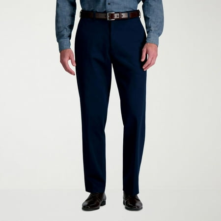 Men's Haggar® Wrinkle Free Performance Khaki Classic Fit Flat Front Pant Color: Navy Size: 36X32