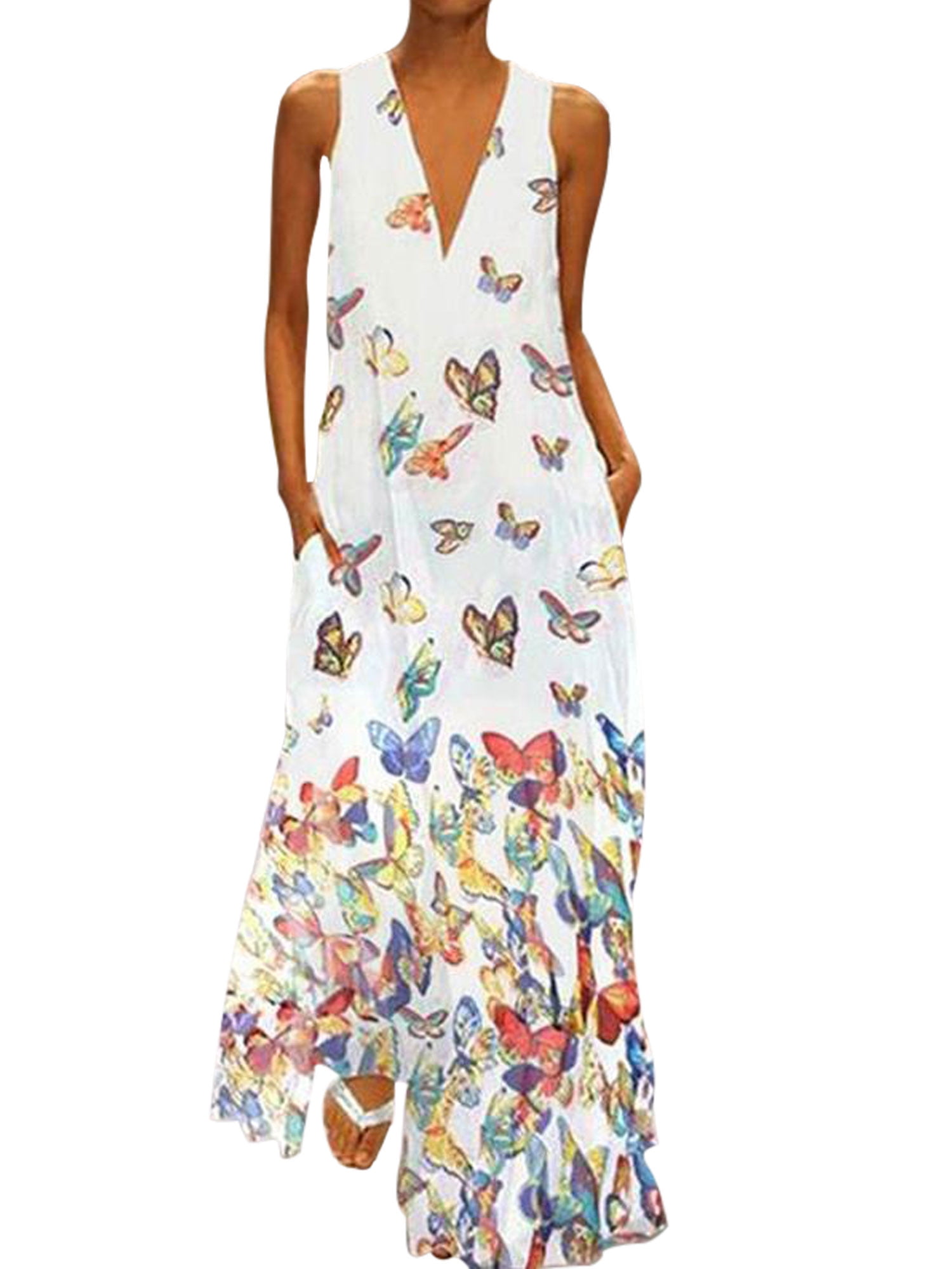 Summer Maxi Dresses for Women 2021 Loose Casual Sleeveless Strapless Sundresses Boho Print Beach Long Dress 