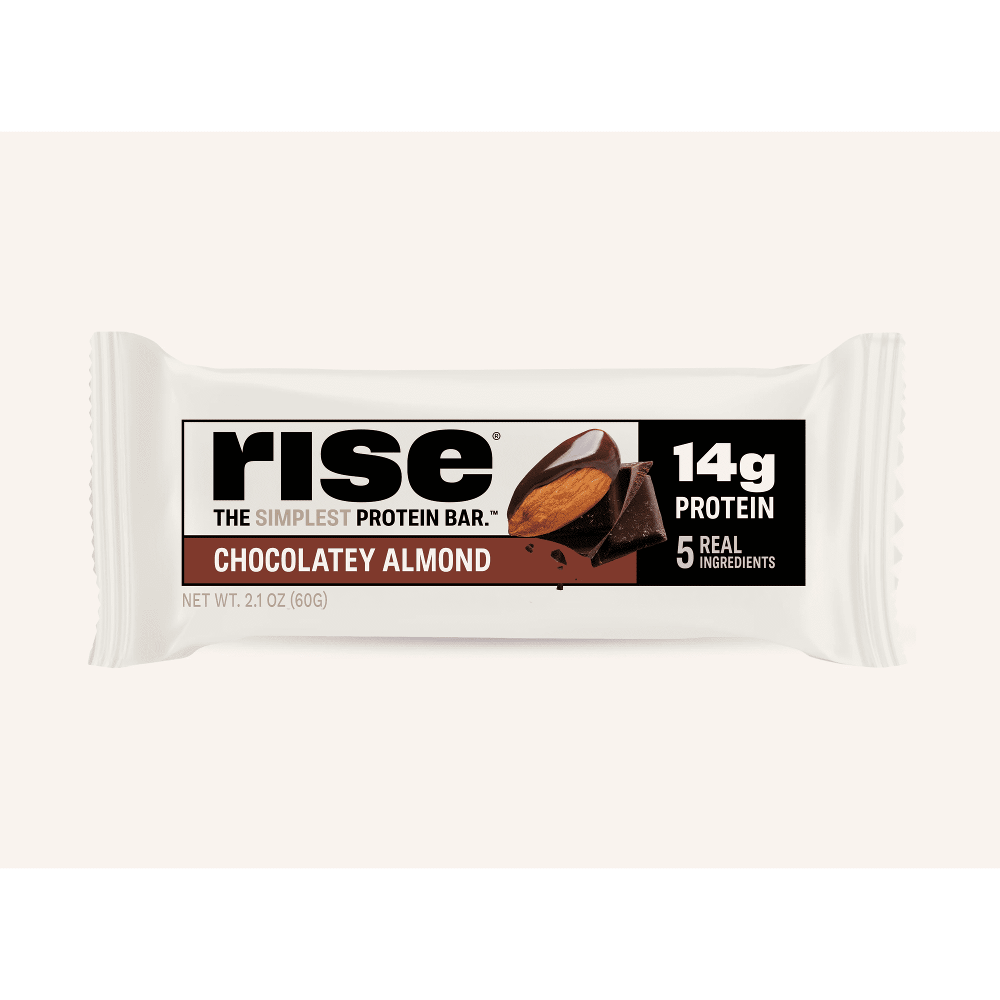 Rise Whey Protein Bars - Chocolatey Almond | Breakfast Bar & Protein Snack | 14g Protein, 4g Fiber | Just 5 Ingredients | Gluten-Free, Soy-Free | 12 Count
