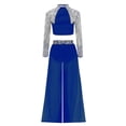 thumbnail image 5 of Aislor Girls 2 Piece Dance Outfits Sparkly Sequin Rhinestone Crop Top with Split Sides Flowy Pants Set Blue 6, 5 of 7