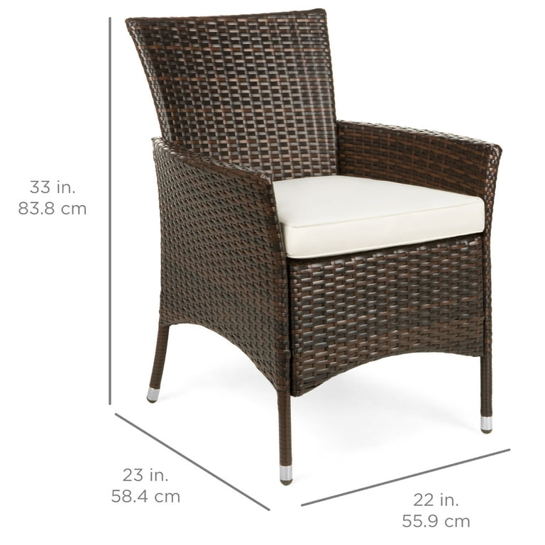 Best Choice Products Set of 2 Modern Contemporary Wicker Patio Furniture Dining Chairs w Water Resistant Cushions