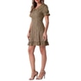 thumbnail image 4 of INSPIRE CHIC Vestido Mini de Cuadros Gingham con Volantes y Cuello Peter Pan de los Años 60 Talla L Marrón Oscuro, 4 of 6