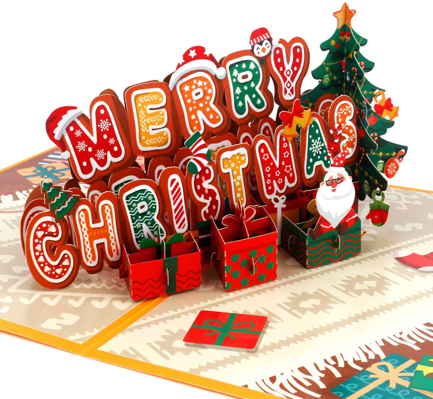 3D Pop Up Card Merry Christmas Santa Claus Children Greeting Gift Happy Cards