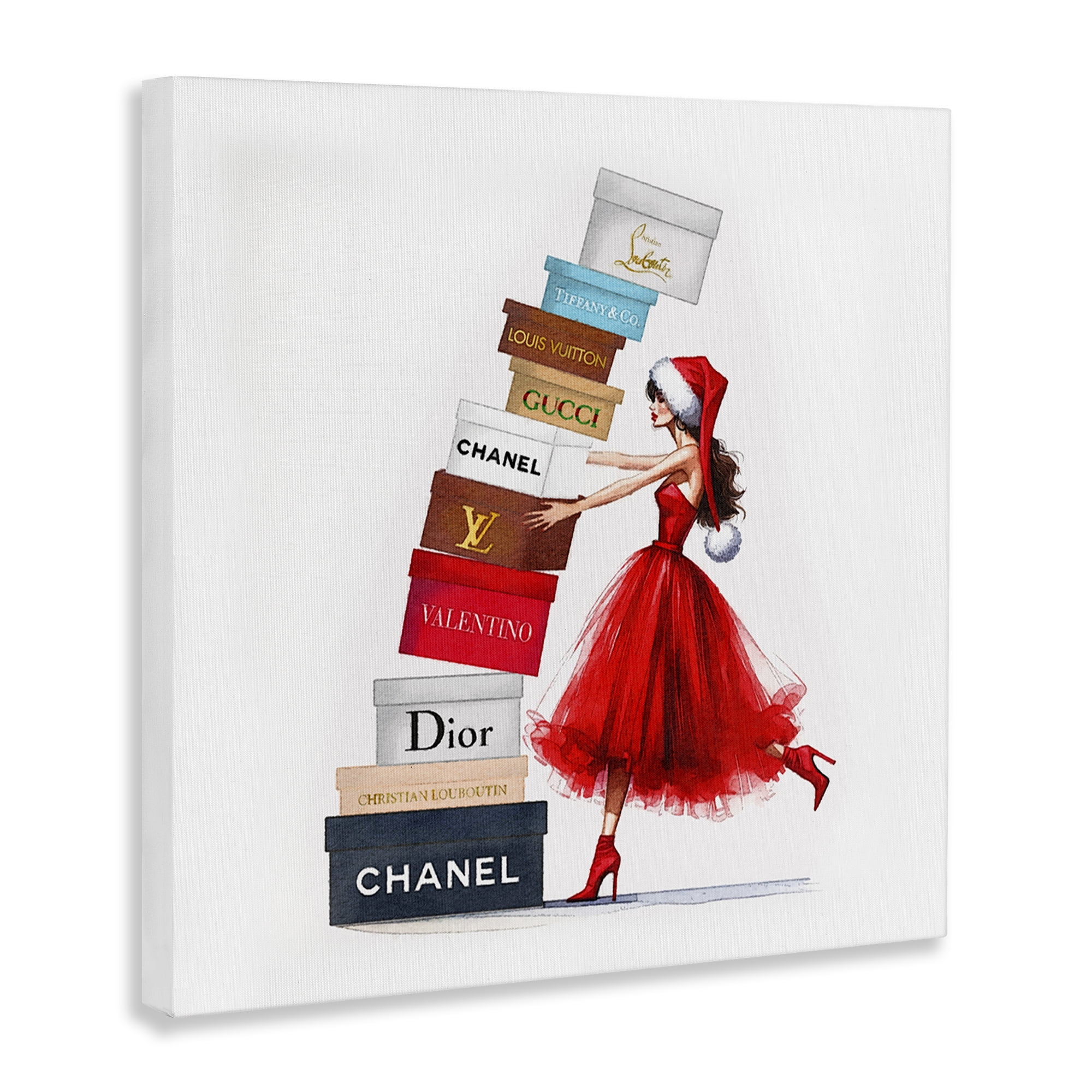 Stupell Industries Christmas Shopping Boxes Holiday Painting Gallery Wrapped Canvas Art Prints Wall Art, 36 x 36