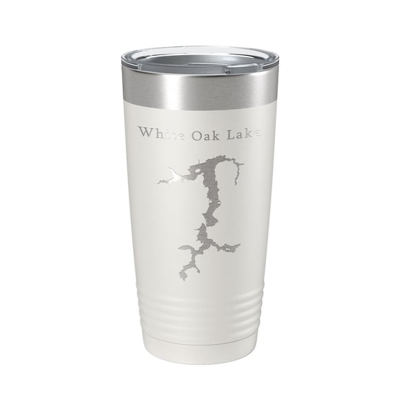 White Oak Lake Map Tumbler Travel Mug Insulated Laser Engraved Coffee Cup Arkansas 20 oz White