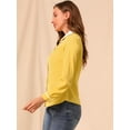 thumbnail image 4 of DARING DIVA Women's Button Down Long Sleeve Peter Pan Collar Blouse L Yellow, 4 of 6