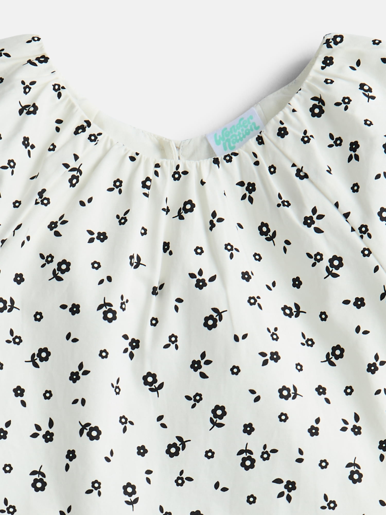 Wonder Nation Toddler Girls' Print Cotton Dress with Bubble Hem, Sizes 12M-5T