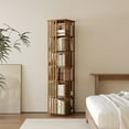 thumbnail image 3 of YOWOS Bamboo Rotating Corner Shelf, 6-Tier Bookcase Tower with Display Organizer and Floor Storage Rack, Walnut, 3 of 10