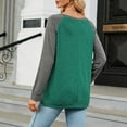 thumbnail image 6 of BLVB Women's Fall Long Sleeve Side Split Loose Blouses Casual Crewneck Pullover Tunic Tops Comfy T Shirts Trendy Clothes Green, 6 of 6