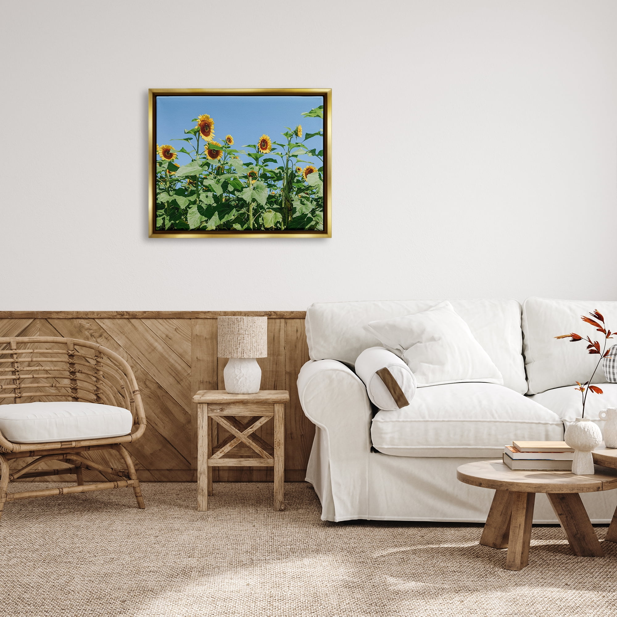 Stupell Industries Tranquil Country Sunflower Meadow Sunny Daytime Blooms Photograph Metallic Gold Floating Framed Canvas Print Wall Art, Design by Kali Wilson