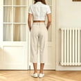 thumbnail image 6 of Capri Pants for Women Lightweight High Waist Straight Leg Quick Dry Business Casual Work Travel Cargo Pants with Pockets S-2XL, 6 of 9