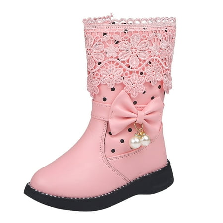 

Girls High Top Shoes Fashion Flowers Plus Velvet Warm Boots Non-Slip Breathable Girls Boots