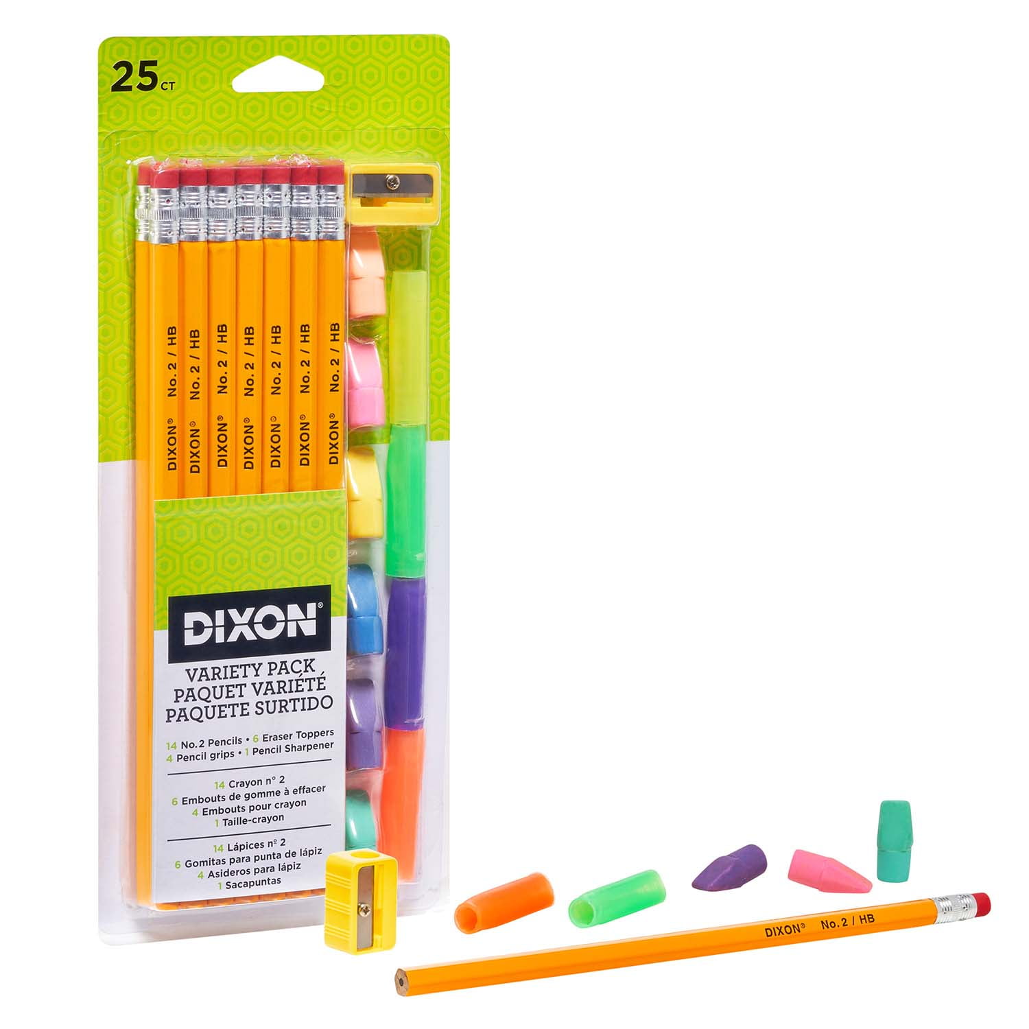 Dixon Variety Pack, #2 Pencils, Erasers, Pencil Grips Set, 6 Sets