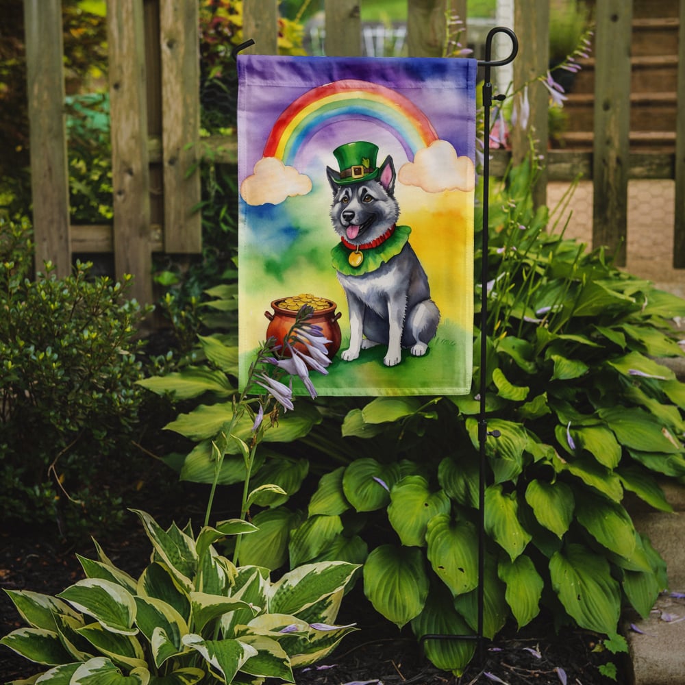 Norwegian Elkhound St Patrick's Day Garden Flag 11.25 in x 15.5 in