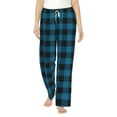 thumbnail image 2 of Goofa Blue Black Plaid Printed Soft Pajama Pants for Women, Wide Leg Comfy Casual Lounge Yoga Pants-Small, 2 of 9
