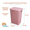 thumbnail image 4 of Cesto para Ropa Sucia Tipo Rattan - 2 Piezas con Tapa Abatible y Agarraderas Laterales, 4 of 9