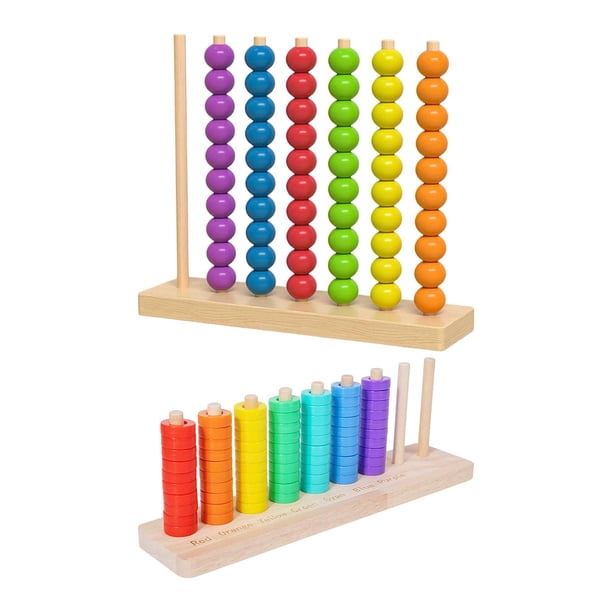Juego educativo de apilamiento de cuentas de madera para niños, rompecabezas para desarrollar la motricidad fina. Estilo A