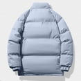 thumbnail image 4 of DayScoop Solid Color Jacket for Men Warm Coat Long Sleeve Fashion Casual Bread Double-Layer Zipper Parkas Buttons Stand-up Collar Pocket, 4 of 6
