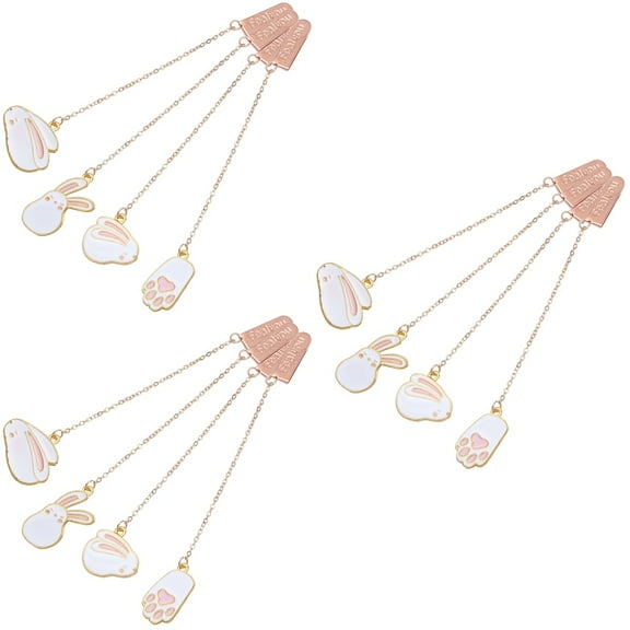 12 Pcs Rabbit Bookmark Reading Portable Page Marker Bookmarks for Kids Childrens Tassels Bulk