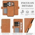 thumbnail image 2 of ELEHOLD Wallet Magnetic Case For iPhone 17 Pro Detachable Back,  Compatible with Mag-safe, 2 in 1 Shockproof Soft PU Leather Flip Card Slot Magnetic Case with Strap,Brown, 2 of 9