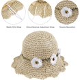 thumbnail image 4 of Sombreros de paja para niñas Gorra de sol plegable con decoración de flores Sombrero de verano para niños Playa Viajes Senderismo (Beige), 4 of 5
