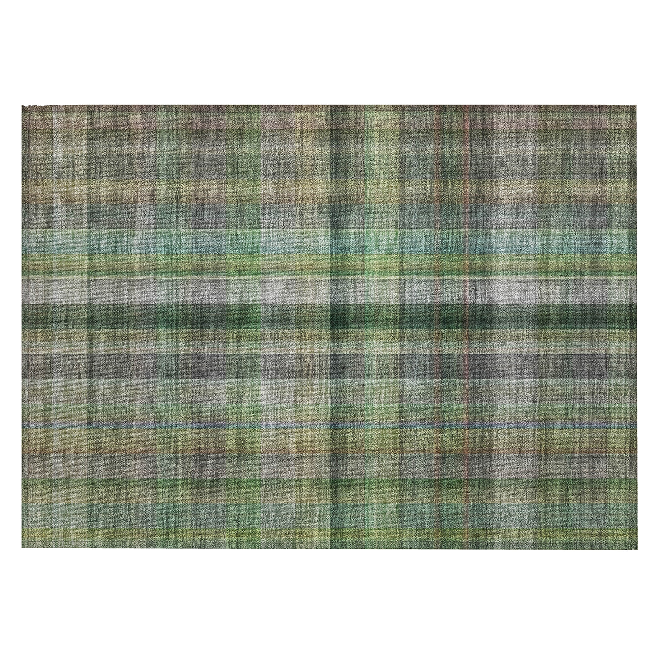 Addison Rugs Chantille Indoor/Outdoor Transitional Plaid Green Washable Rectangle Rug, 1'8" x 2'6"