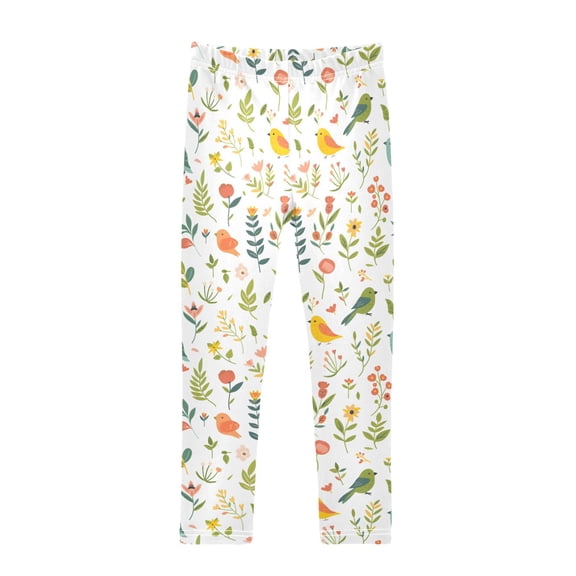 joogoo Girls' Leggings Cute Birds and Leaves Yoga Pants 6T