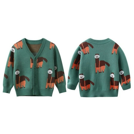 

Clearance!Knit Baby Cardigan Coat Kids Cardigan Sweater Cartoon Leopard Print Sweater V-Neck Long Sleeve Button down Knitted Cardigan Jacket 1-8Y