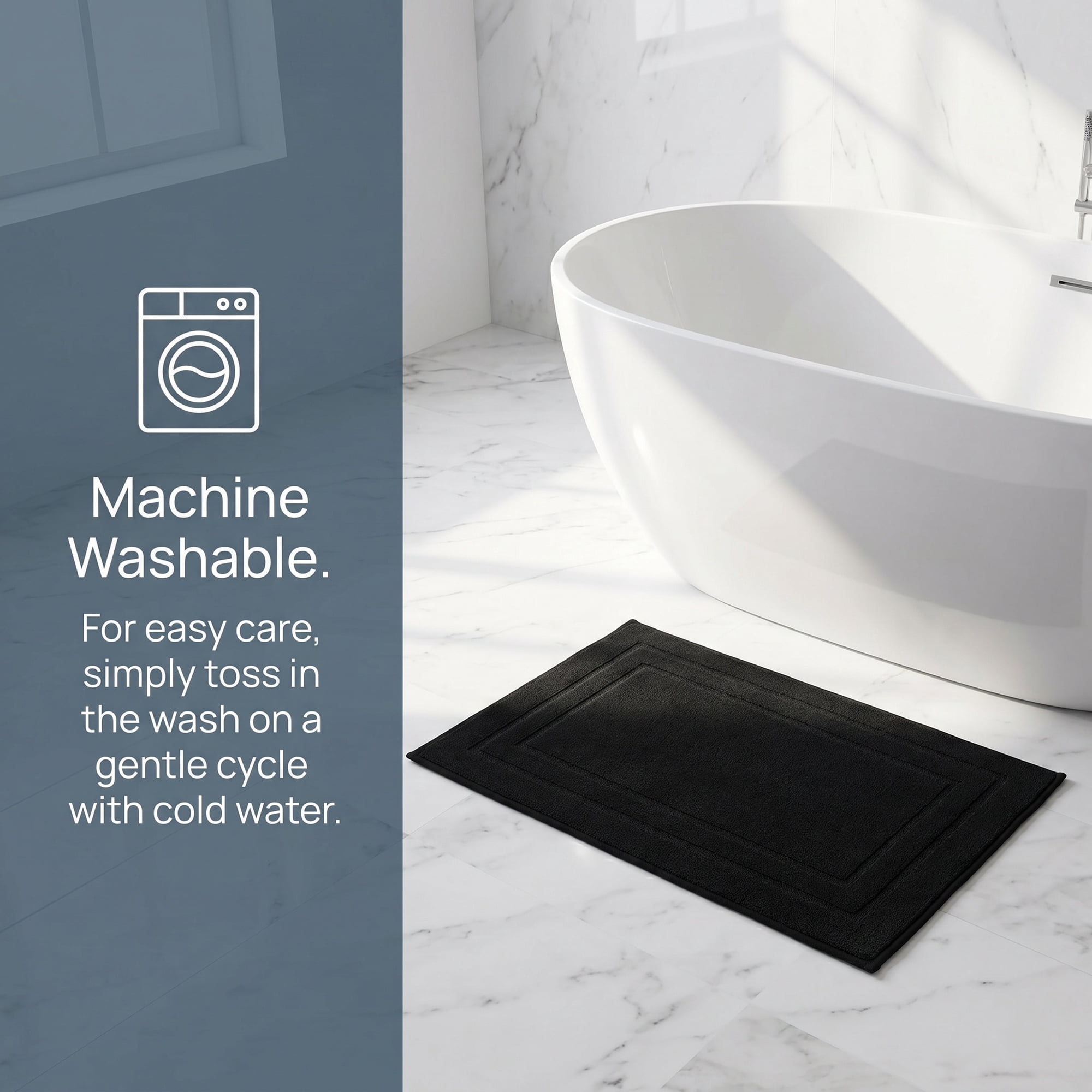 Unique Bargains Soft Non Slip Absorbent Shaggy Microfiber Bathroom Rug Black 32" x 20"
