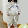 thumbnail image 2 of Wavsuf Spring And Summer Cute Print Girls Long Sleeve Comfy Long Sleeve Hooded Set Blouses And Pants Gray Size 130, 2 of 7