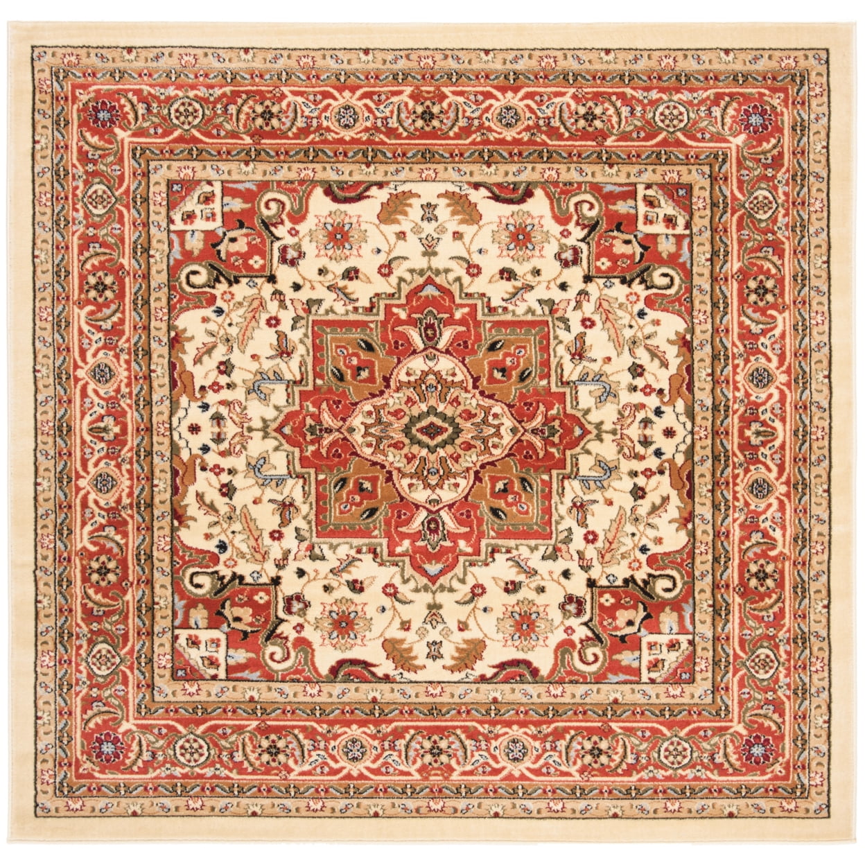 SAFAVIEH Lyndhurst Miranda Traditional Bordered Runner Rug, Ivory/Rust, 2'3" x 8'