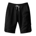 thumbnail image 5 of Yertdoel Mens Linen Shorts Soild Color Elastic Waist Drawstring Knee Length Shorts with Pockets Soft Lightweight Loose Breathable Outdoor Workout Running Summer Casual Beach Shorts, 5 of 8