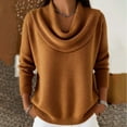 thumbnail image 2 of hotojiny Fall Sweaters for Women Casual Solid Color Cowl Neck Long Sleeve Knit Sweaters Lightweight Loose Warm Pullover, 2 of 7