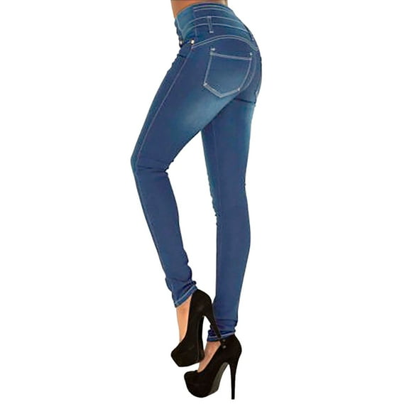Ketyyh-chn99 Jeans for Women Trendy 2024 High Waisted Yoga Pants with Pockets Blue,S