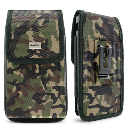 Evocel [Urban Pouch] Camouflage Tactical Carrier with [Belt Loop & Holster] (5.39 in x 2.79 in x 0.35 in) Fits Galaxy J3 Prime, Galaxy On5, LG Aristo, Apple iPhone 6 / 7 / 8, Moto E4, & More, (Best Mobile Carrier For Iphone 6)