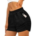 thumbnail image 5 of Hanerdun Women Sports Shorts Female Running Pants Elastic Waist Athletic Bottom Black 2XL, 5 of 5