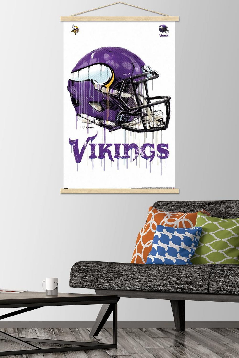 NFL Minnesota Vikings - Drip Helmet 20 Wall Poster, 22.375" x 34" Framed