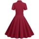thumbnail image 4 of Puntoco Vestido De Manga Corta Con Cuello En V, Vestido Retro Hepburn Falda Con Cinturón De Manga Corta Y Cuello En V Rojo Xl, 4 of 4