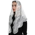 thumbnail image 3 of Chapel Veils Catholic Mass Mantilla - Virgin and Child Embroidery Lace Triangle Head Coverings Floral Church Veil, 3 of 6