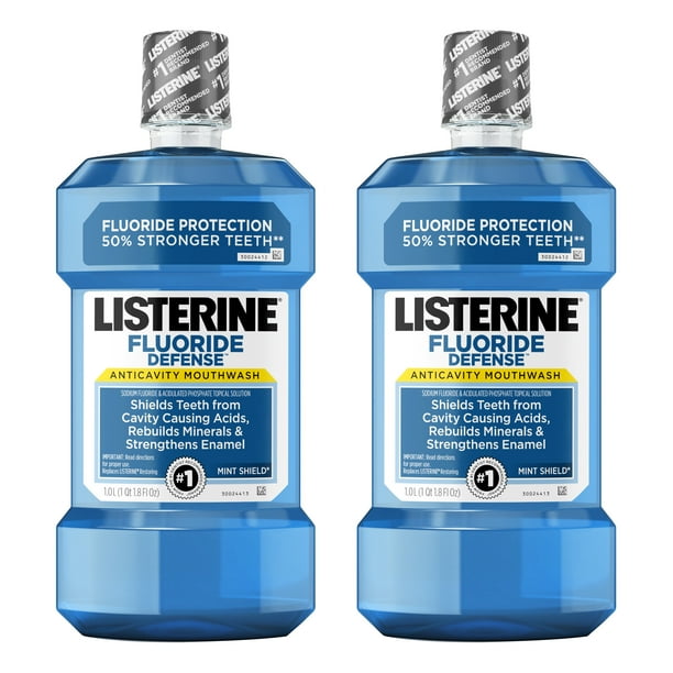 Listerine Fluoride Defense Anticavity Mouthwash, Mint Shield , 1 L (2