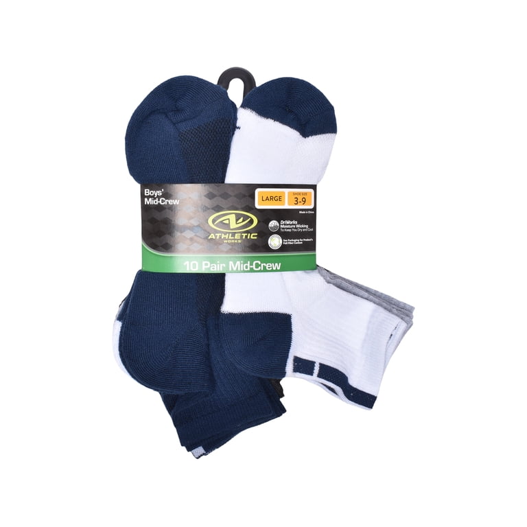 Athletic Works Boys Mid Crew Socks, 10 Pack photo 2