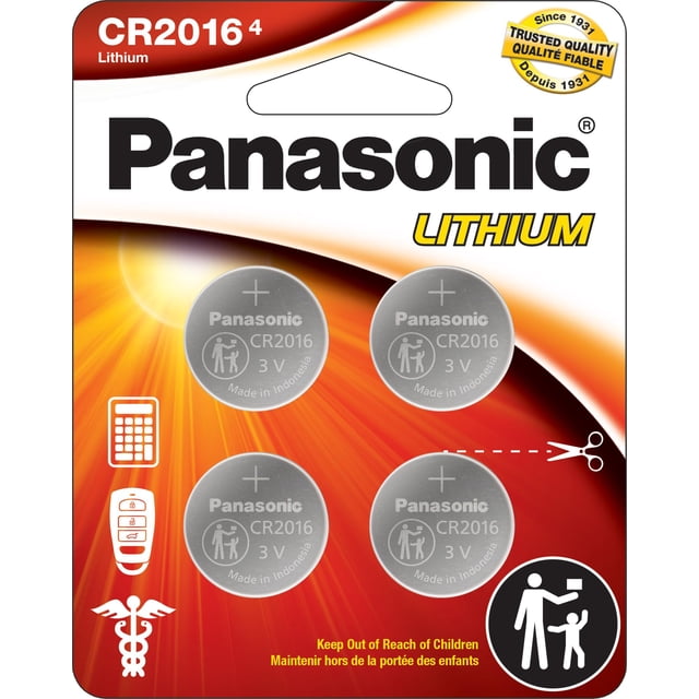 Pilas de litio Panasonic CR2016 3V, paquete de 4, larga duración