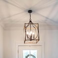 thumbnail image 5 of LNC 4-Light Farmhouse Wood Lantern Chandelier for Kitchen,Living Room, Dining Room,L12.6" x W12.6" x H23.62", 5 of 10