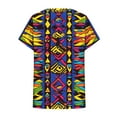 thumbnail image 5 of JTZGDY Western Shirts for Women Vintage African Dashiki Print Summer Short Sleeve Casual V Neck Contrast Color Ethnic T-Shirts Trendy Ladies Flowy Tunic Blouse Purple#03 S, 5 of 6
