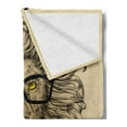 thumbnail image 2 of Indie Soft Flannel Fleece Blanket, Lion Character Portrait with Glasses and Bowtie Hipster Smart Cool Dandy, Cozy Plush for Indoor and Outdoor Use, 50" x 60", Sand Brown Black Yellow, by Ambesonne, 2 of 5