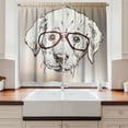 thumbnail image 2 of Ambesonne Dog Kitchen Curtains, Hipster Puppy Glasses, 55"x39", White Tan Brown, 2 of 3